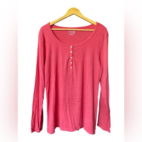Time and Tru Fuchsia Ribbed Long SleeveTop - Picture 1 of 6